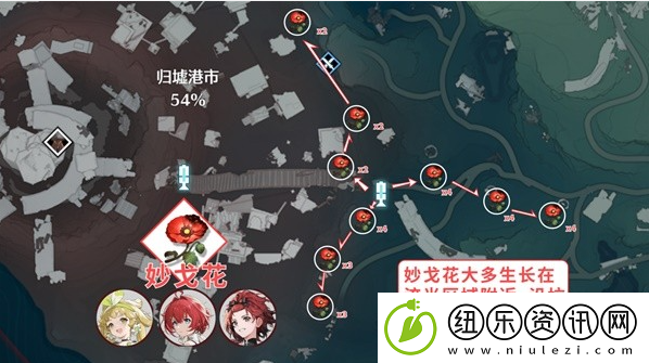 鸣潮花卉材料收集路线