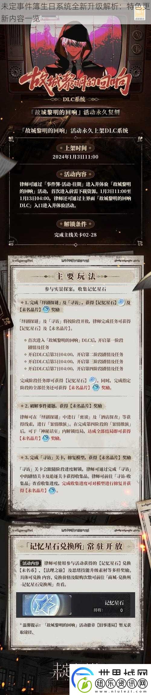 未定事件簿生日系统全新升级解析：特色更新内容一览
